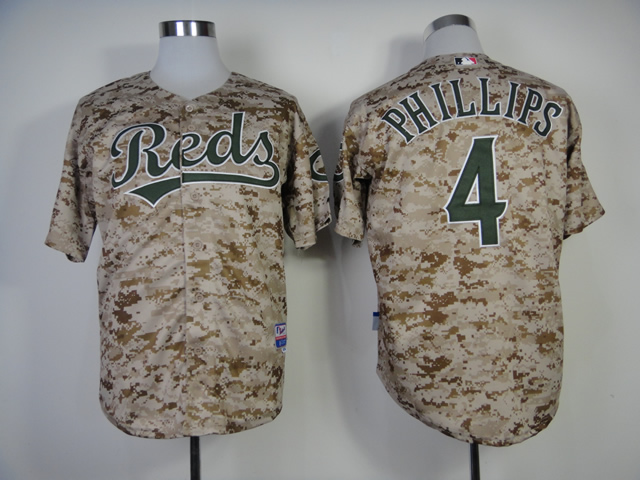 Men MLB Cincinnati Reds #4 Phillips Camo jerseys->cincinnati reds->MLB Jersey